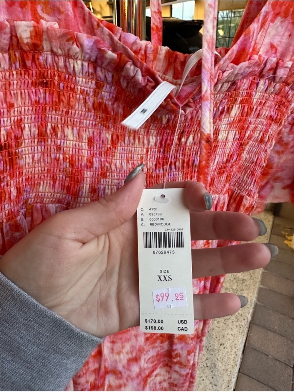 Anthropologie Coral Pink Floral Smocked Midi Dress - Picture 2 of 2